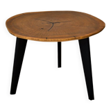 Round wooden coffee table walnut trunk