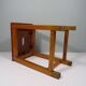 Vintage handmade workshop stool with handle, Belgium 1960