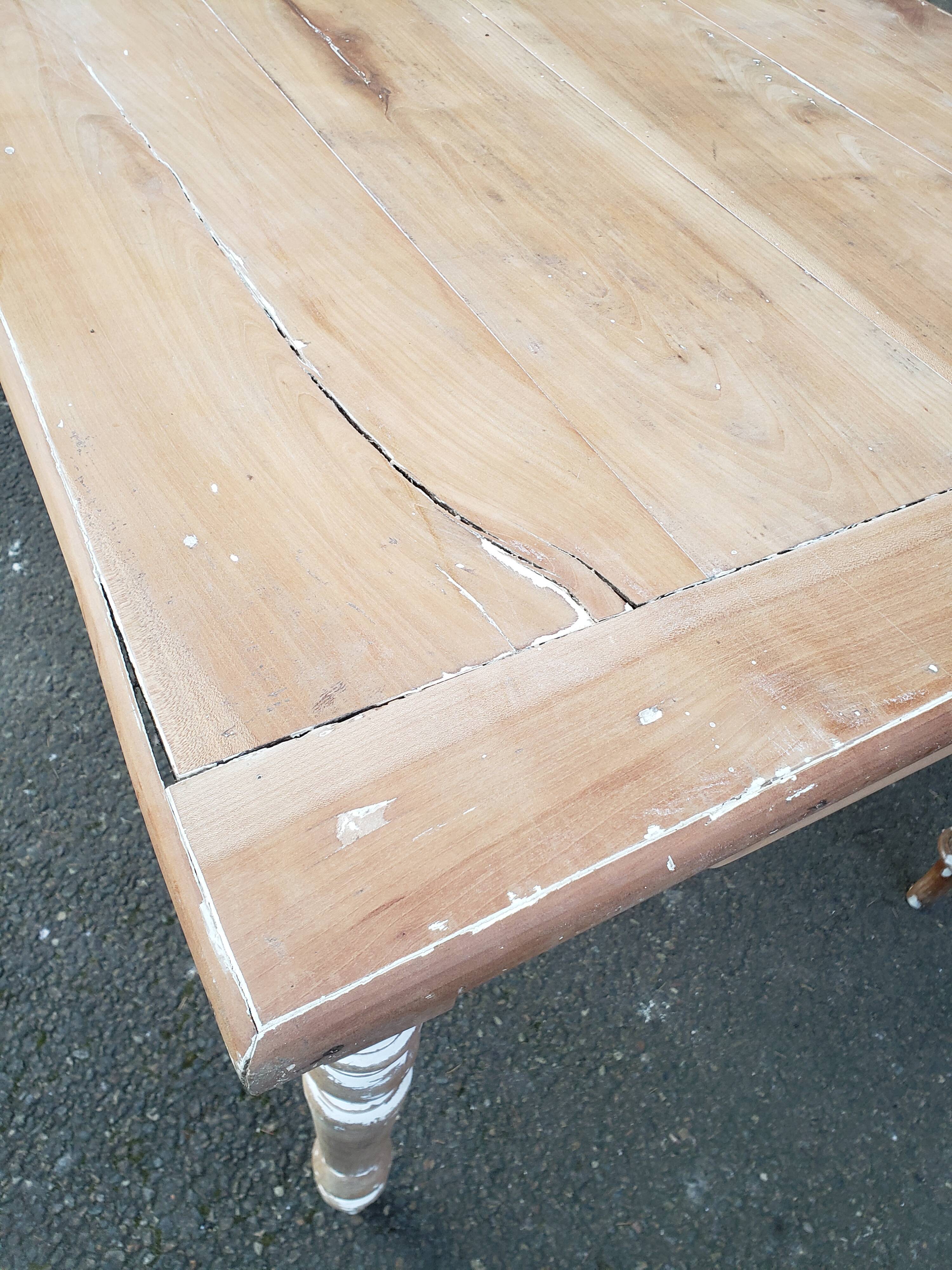 Old patina farm table turned feet
