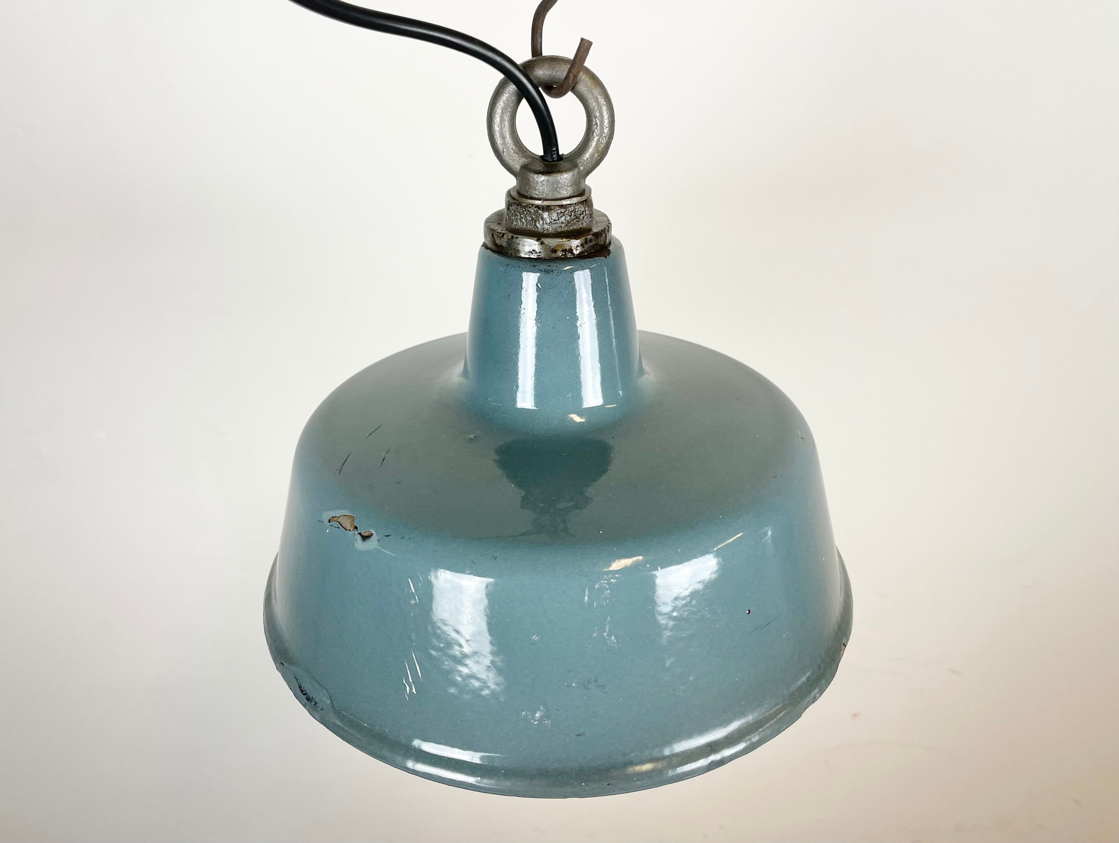 Industrial grey enamel pendant lamp, 1960s