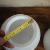 Pair of spherical lampshades in opaline.