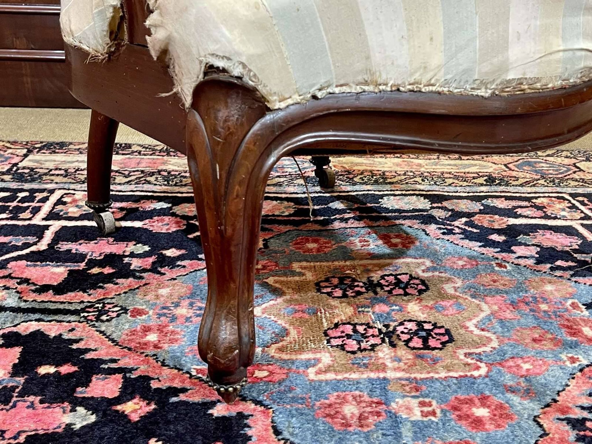 Napoleon III bergère in mahogany from the late 19th century to be reupholstered.