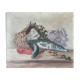 HST painting "Still life with basket and pike" signed H. Baillet 1912