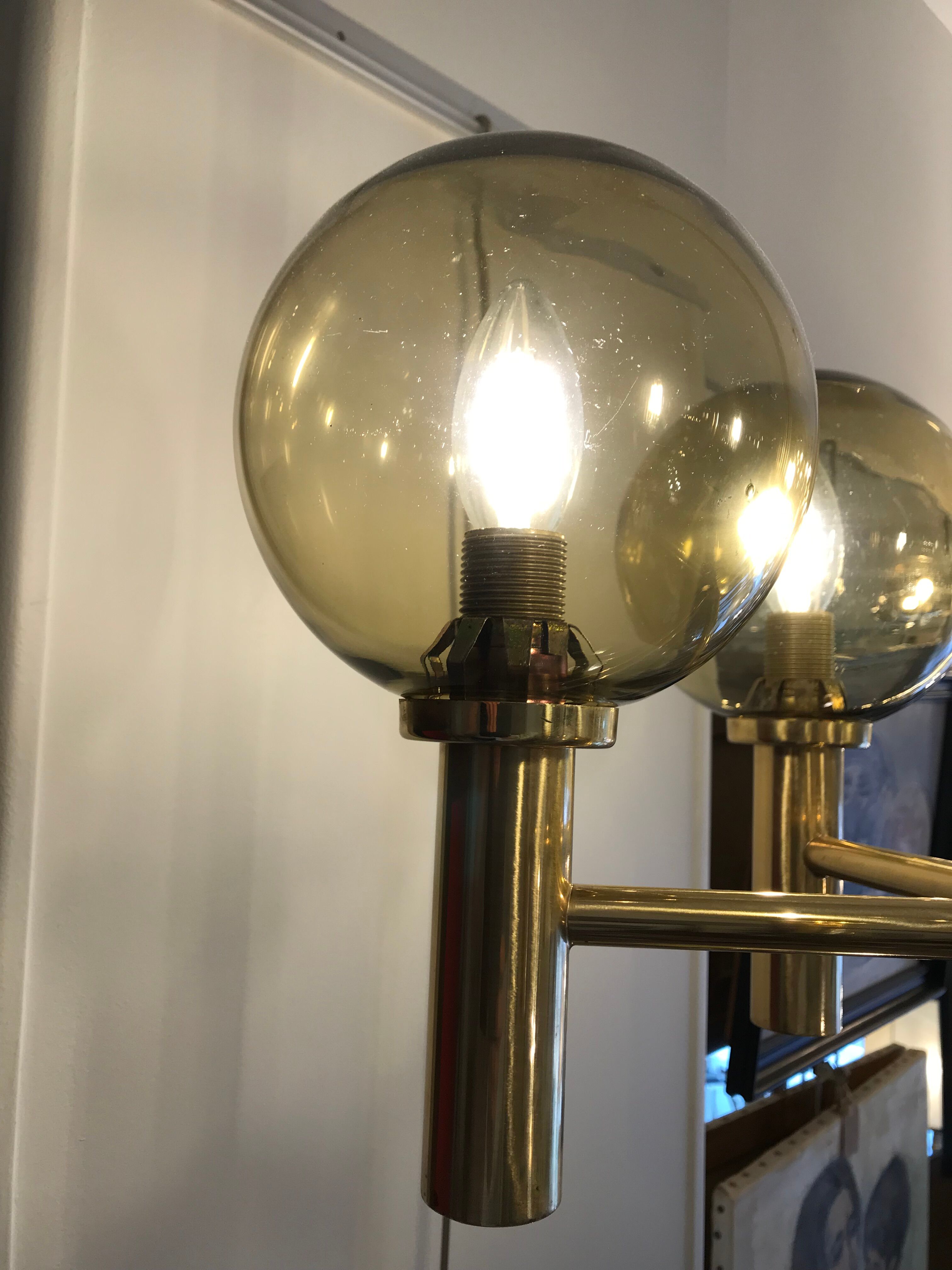 5-globe smoked brass chandelier