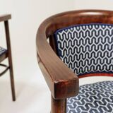 Pair of restored Art Deco style Thonet armchairs in jacquard.