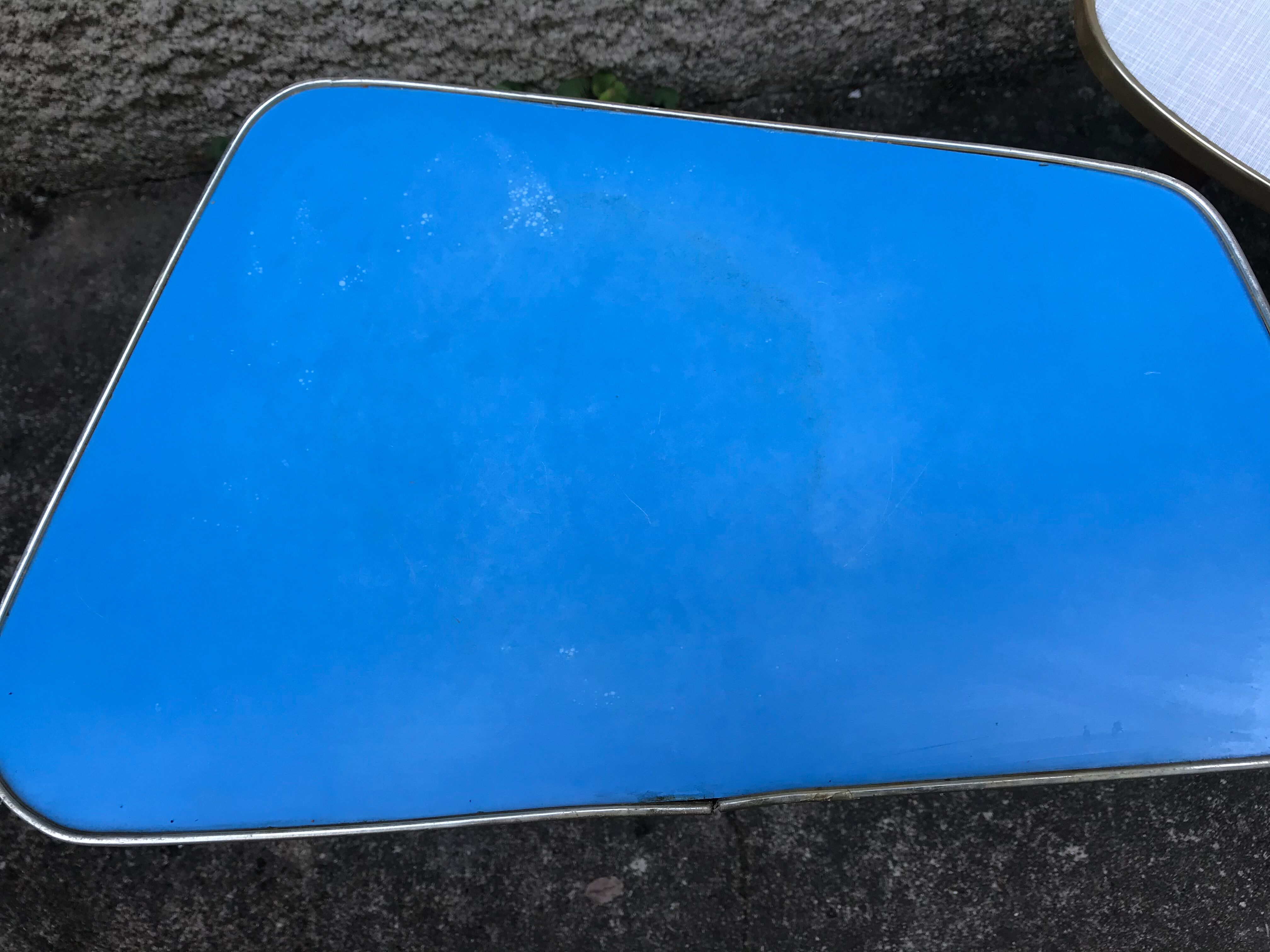 Lot of two vintage coffee tables feet compass