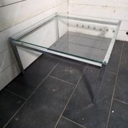 Chrome metal coffee table with a glass top from the 1970s.