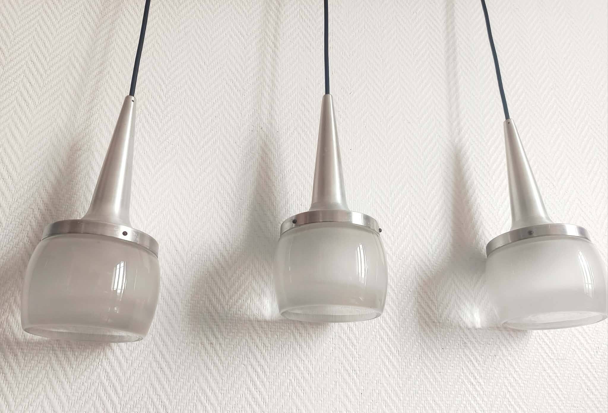Trois suspensions space age Staff Leuchten 1970