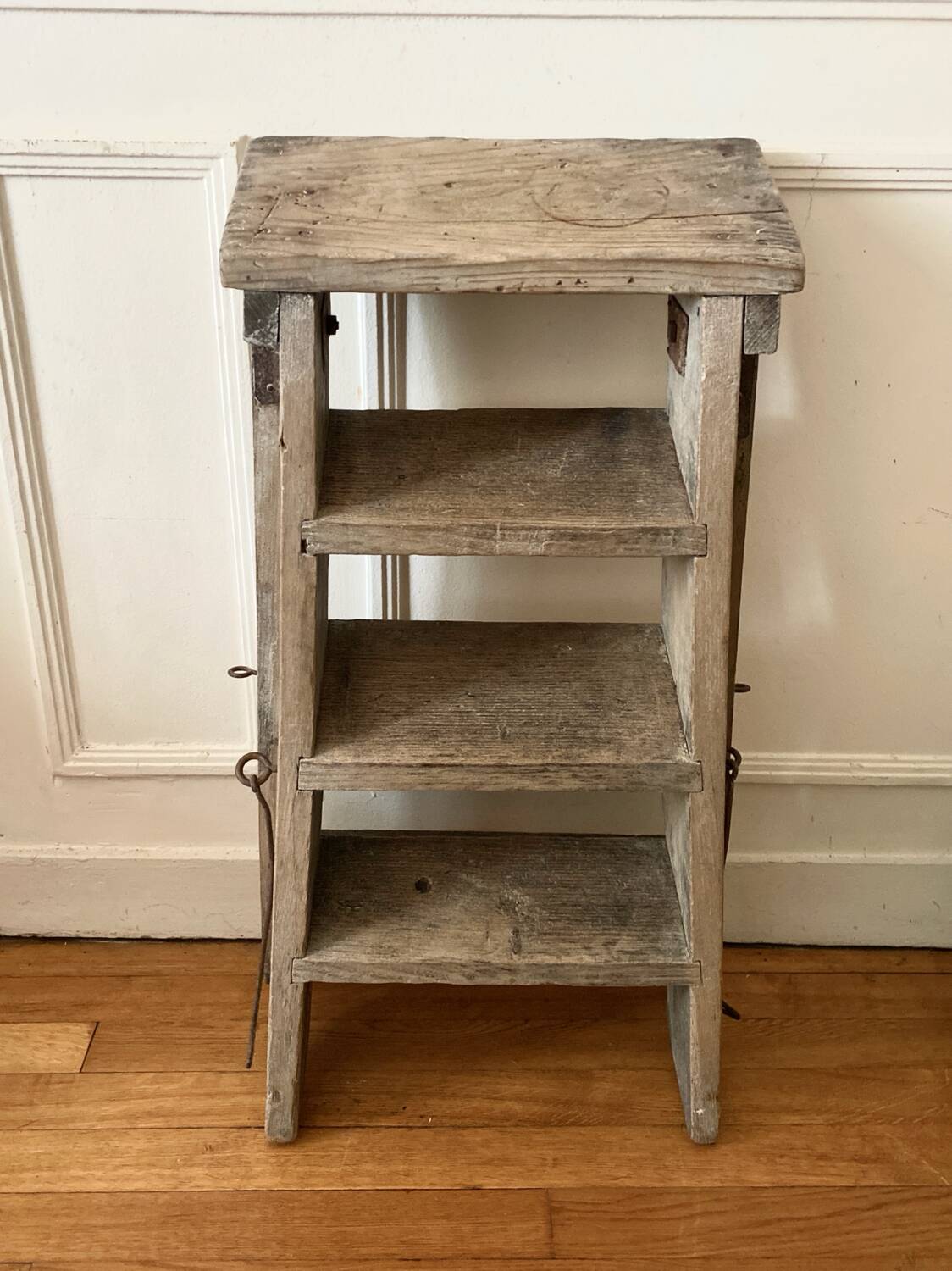 Antique wooden folding stepladder