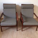Pair of Scandinavian armchairs in teak 60s