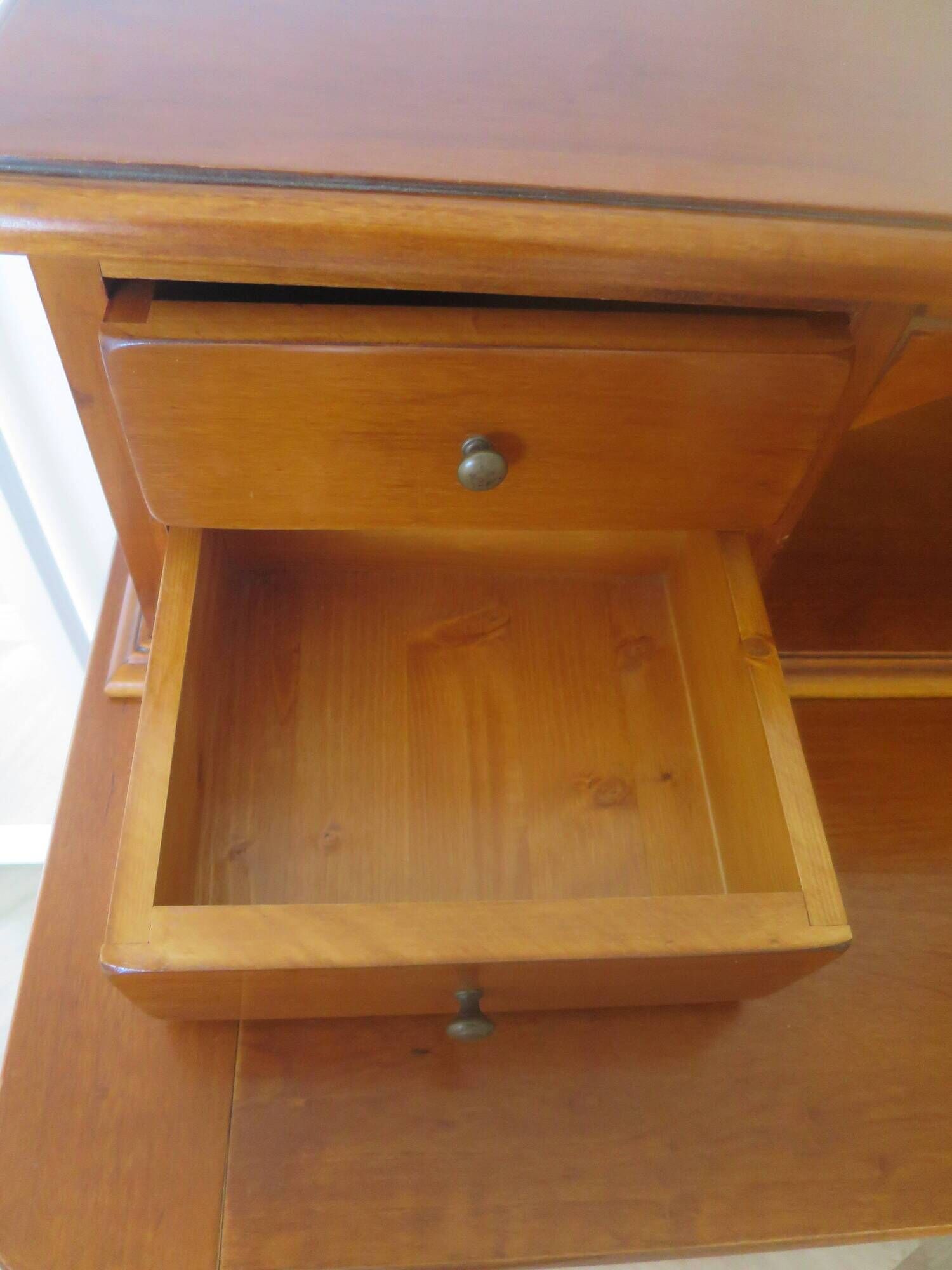 Vintage commode secretary dressing table sliding top 7 drawers cherry wood