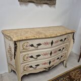 Louis XV style chest of drawers painted with flowers, Italian manufacture