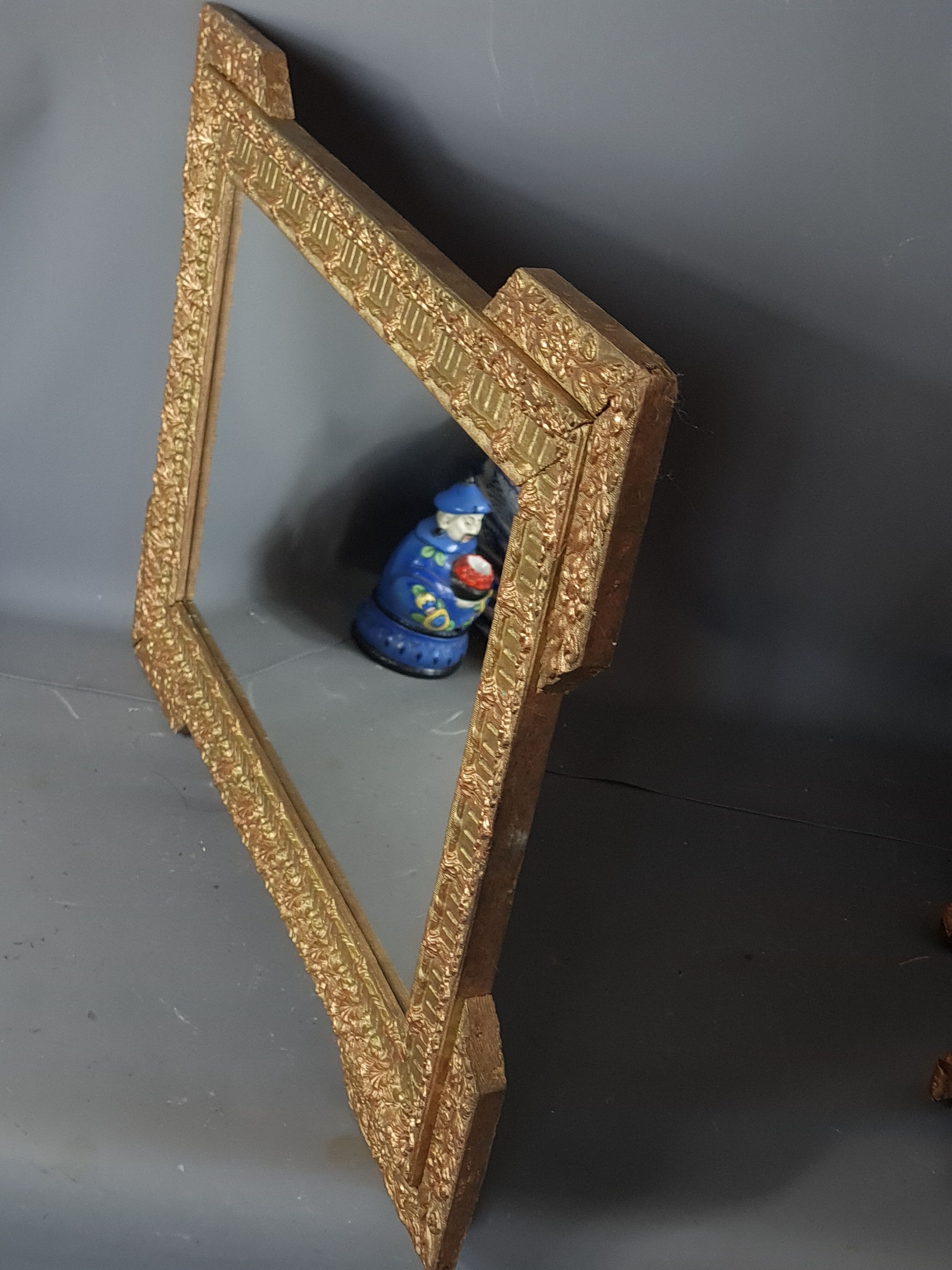 Old mirror frame wood and gilded stucco around 1900 61x46 cm sb