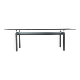 Table à manger en verre et métal LC6 par Le Corbusier et al. pour Cassina années 1990