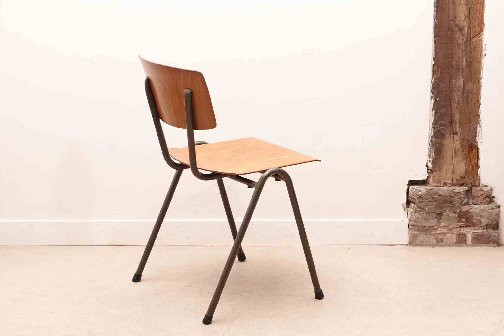 Vintage Eromes oak and grey chair, square seat