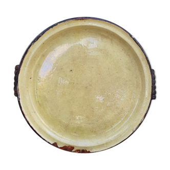 Round plate in yellow glazed clay Dieulefit Haute Provence