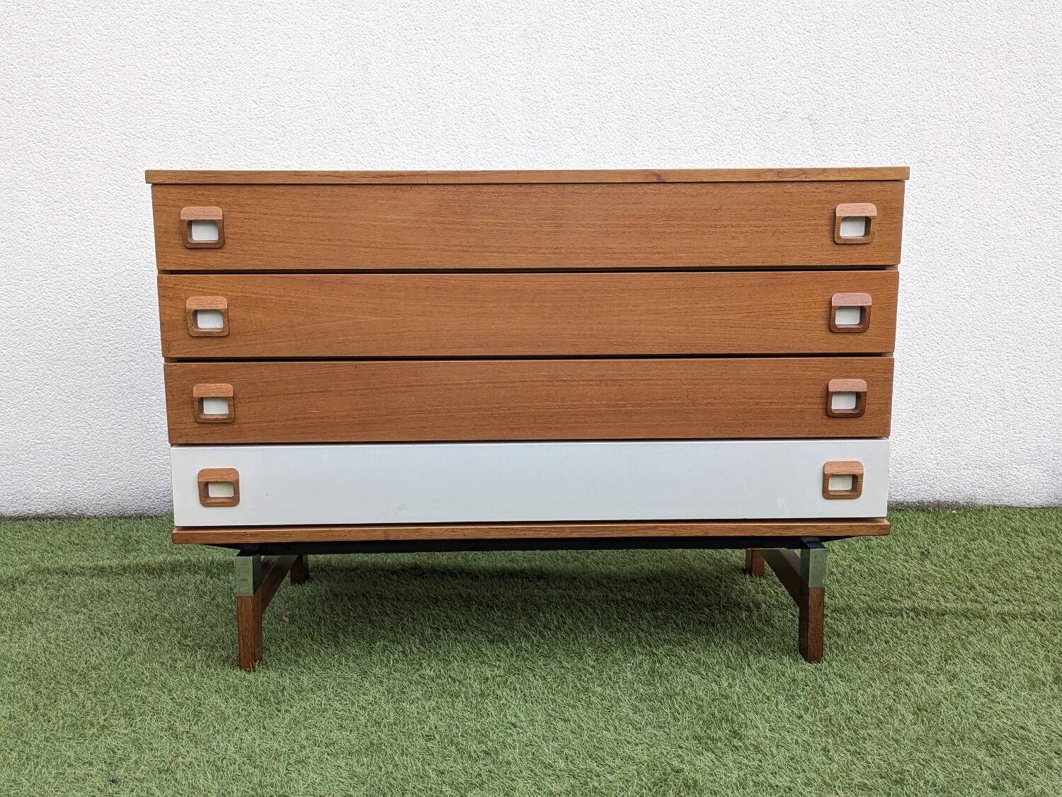 Commode scandinave vintage 1960 Teck & chrome