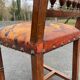 5 chaises Henri II en bois massif et cuir néo renaissance XIXème siècle