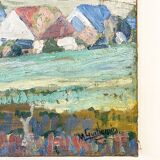 Painting “Village”, Oil on canvas signed.