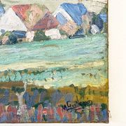 Painting “Village”, Oil on canvas signed.