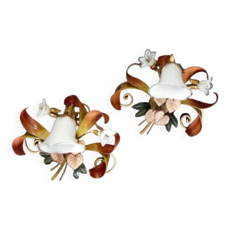 2 appliques murales decor floral italy 36cm paterno franco