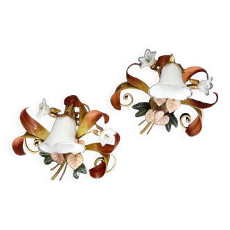 2 wall lights decor floral italy 36cm paterno franco