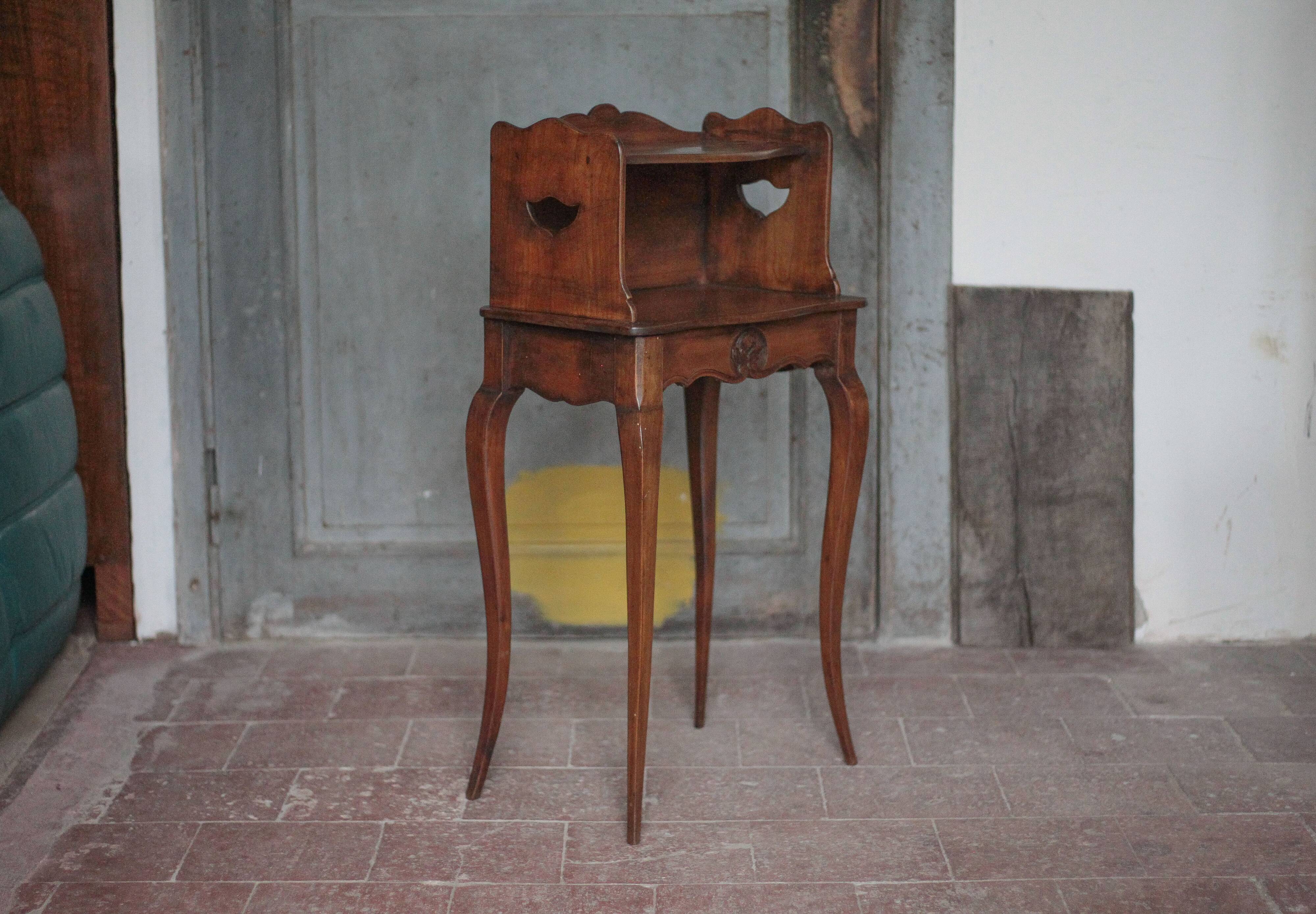 Bedside table, nightstand wood, accent furniture, antique furniture.