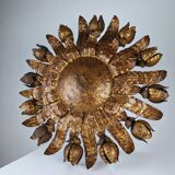 Large gilt floral sunurst lamp 1950s