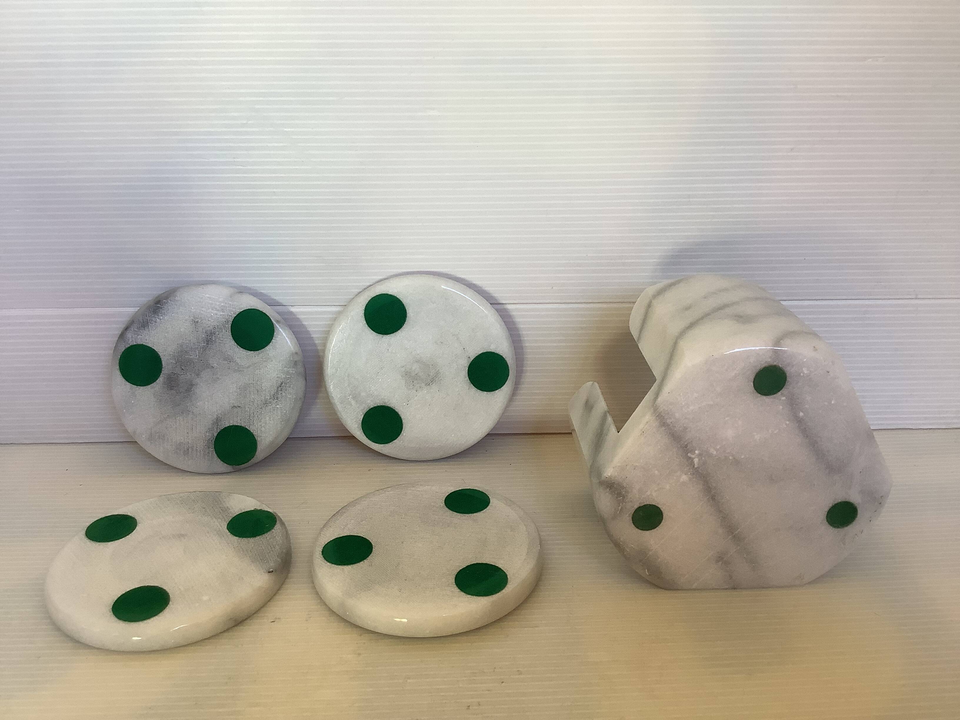 Four marble coasters with holder
