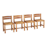 Série de 4 chaises Maison Regain en orme, Mid Century année 60