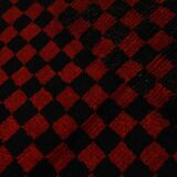 3x6 Red Black Checkered Wool Vintage Rug, 107x180Cm SK 70252