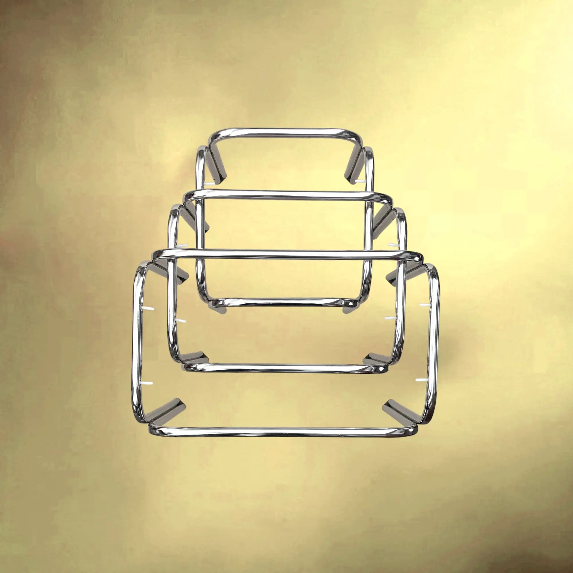 Set of nesting tables in chrome metal and smoked glass – 1970s design furniture