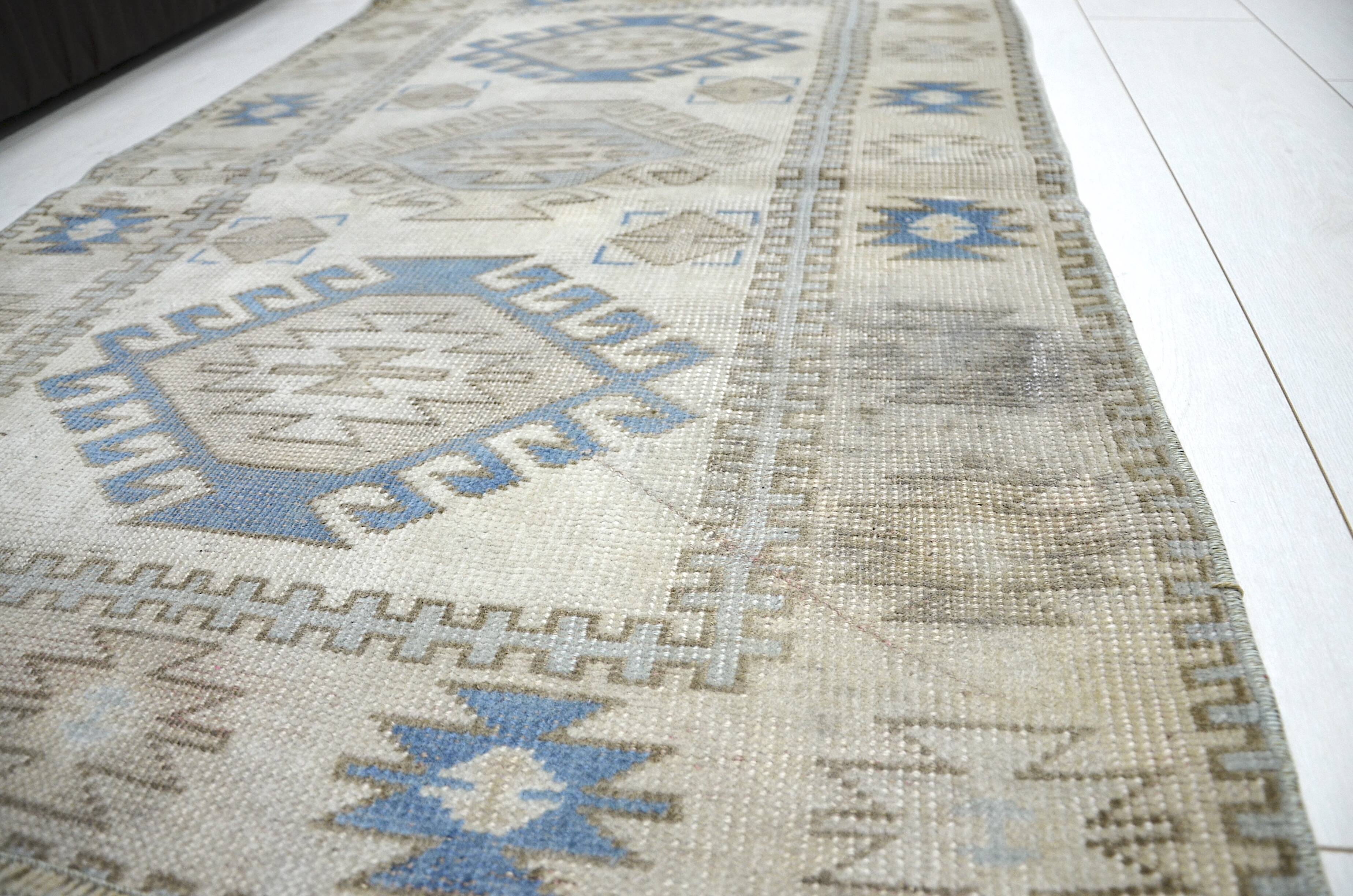 Tapis Oushak bleu et beige sku 1163
