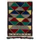 One-of-a-Kind Colorful Vintage Handmade Turkish Tulu Rug with Geometric Design, 100% Wool