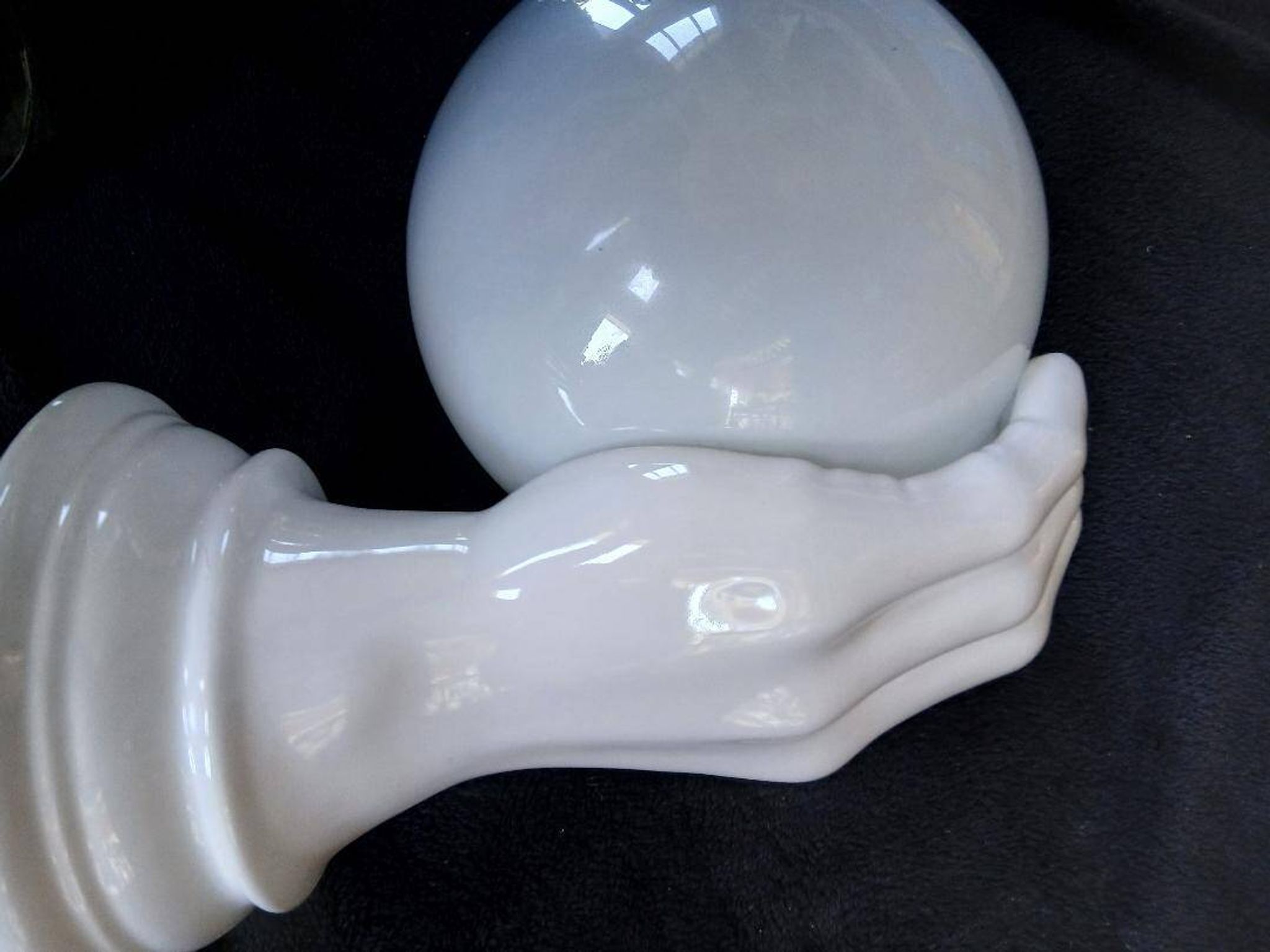Giant hand-applied white ceramic Art Deco lamp.