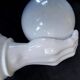 Giant hand-applied white ceramic Art Deco lamp.