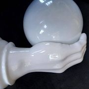 Giant hand-applied white ceramic Art Deco lamp.