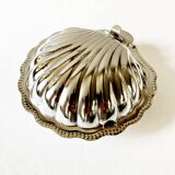 Silver metal shell butter dish, 1950s