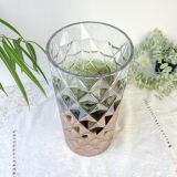 Vintage glass vase with geometric pattern in rose gold gradient