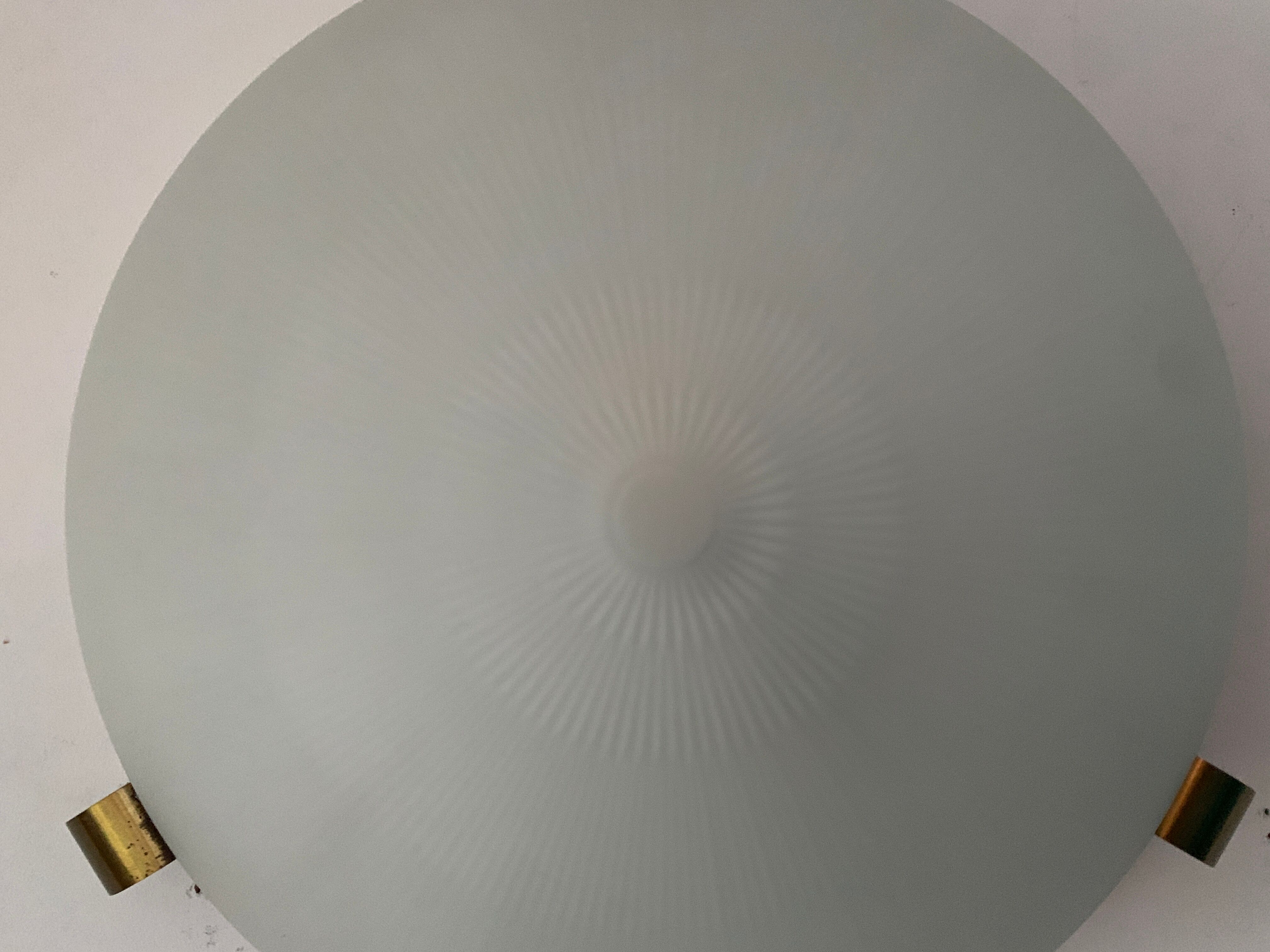 French ceiling light, design Jean Perzel, model 2004 in glass and bronze, 20th century