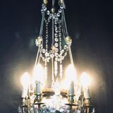 Lustre 6 lights in Crystal, Bronze, and Earthenware