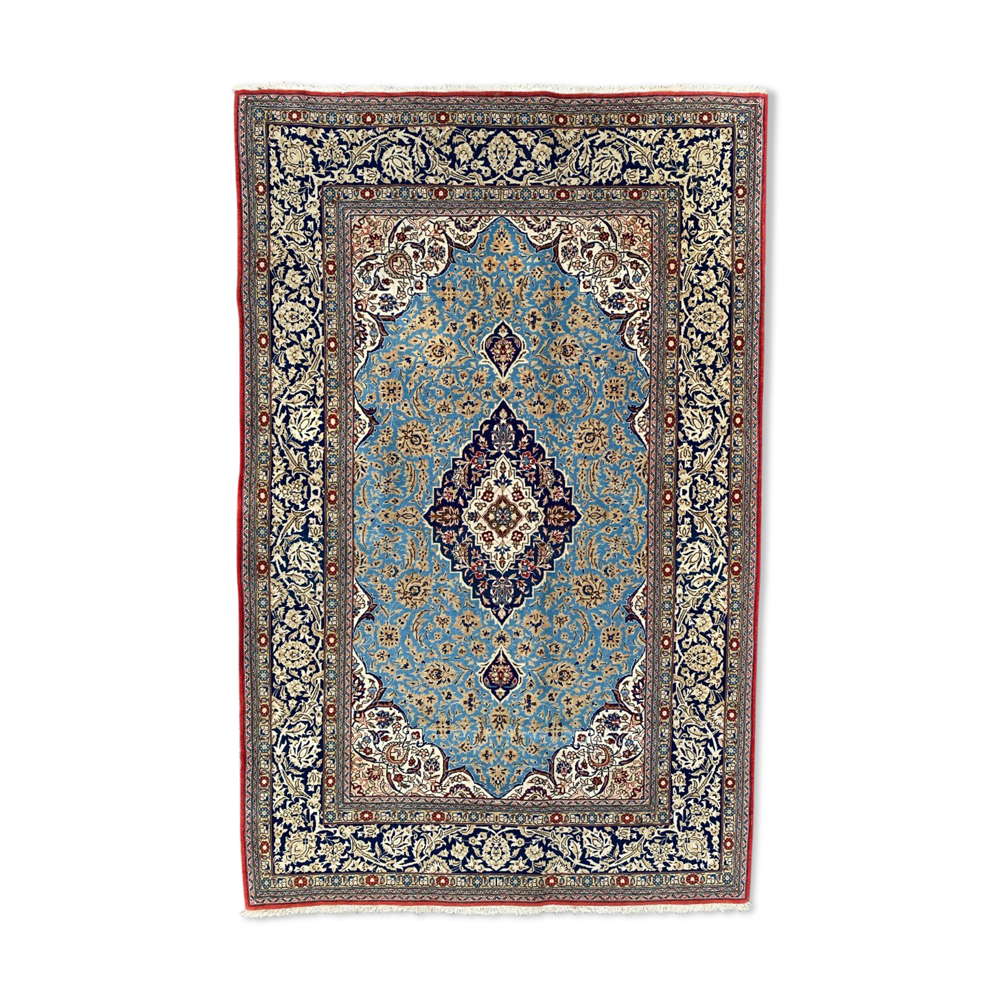 Ancient Persian carpet Ghoom wool and silk 142x222 cm