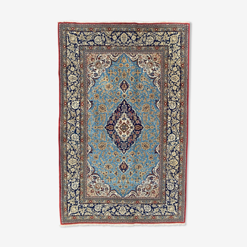 Ancient Persian carpet Ghoom wool and silk 142x222 cm