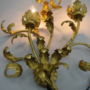 Set of Two Gilt Wall Lamps, Italy, 1960s