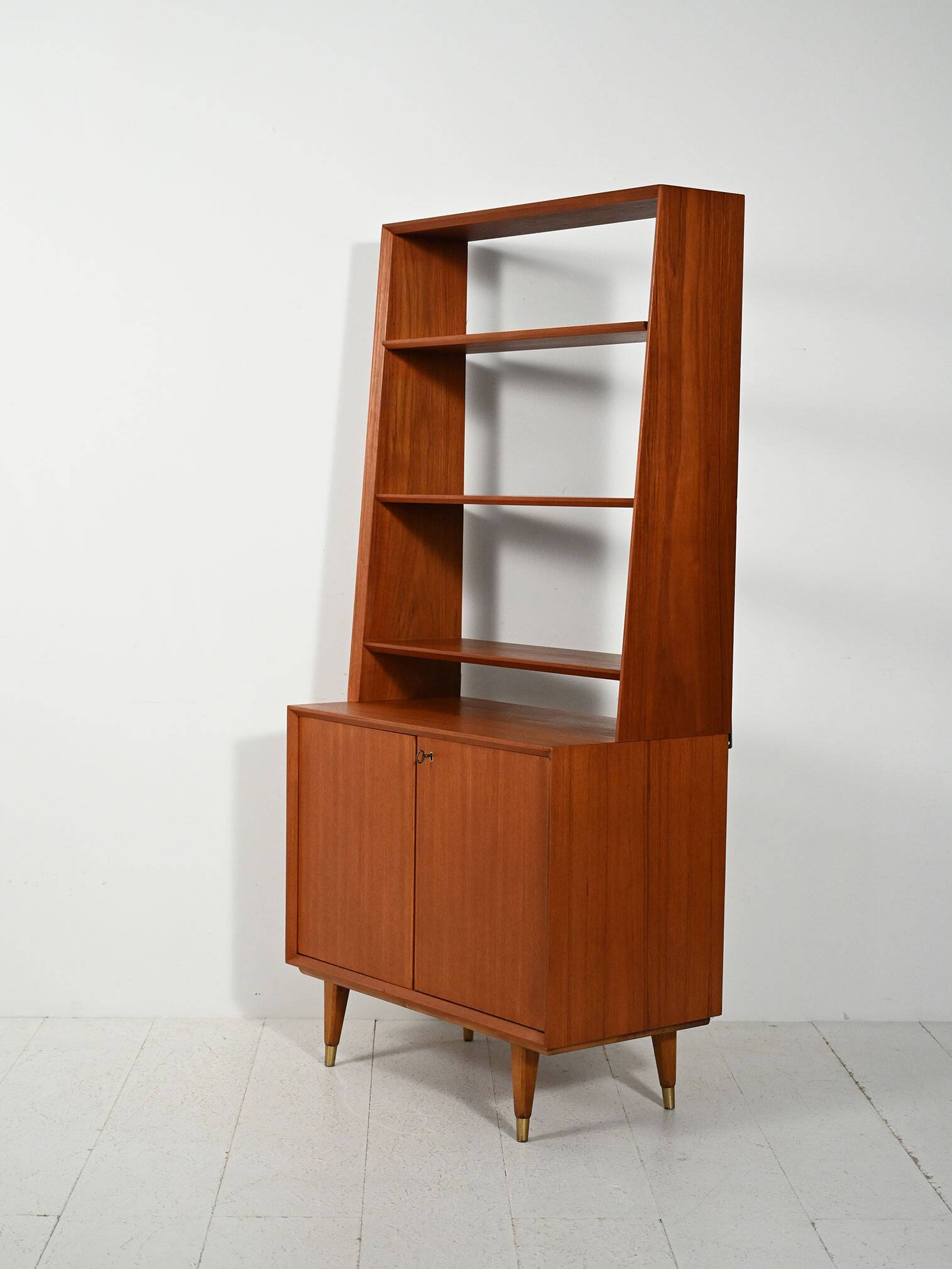 Scandinavian teak bookcase with cabinet, 1950s–1960s