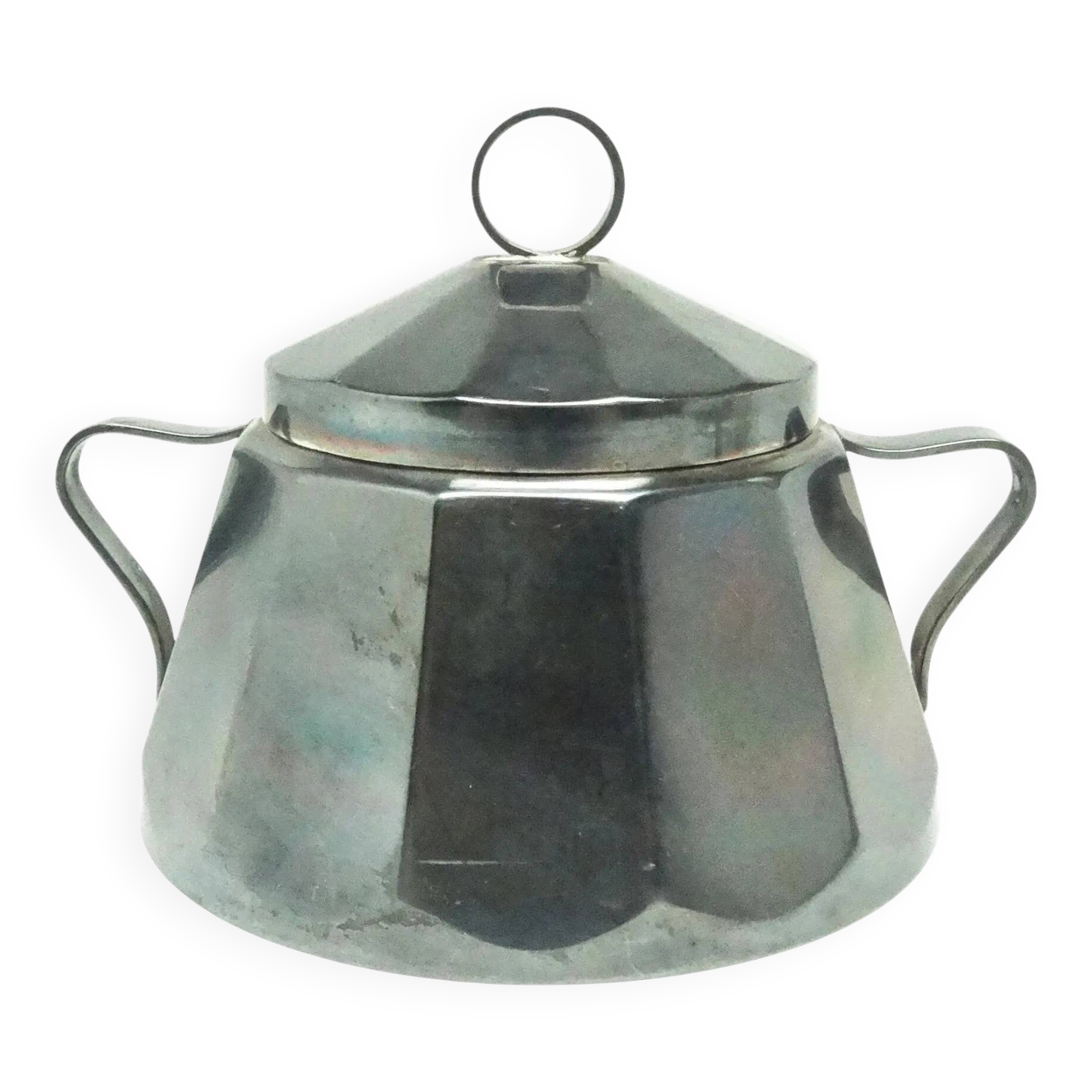 Sugar bowl, postmodernism, silver-plated brass, Poland, 1970s