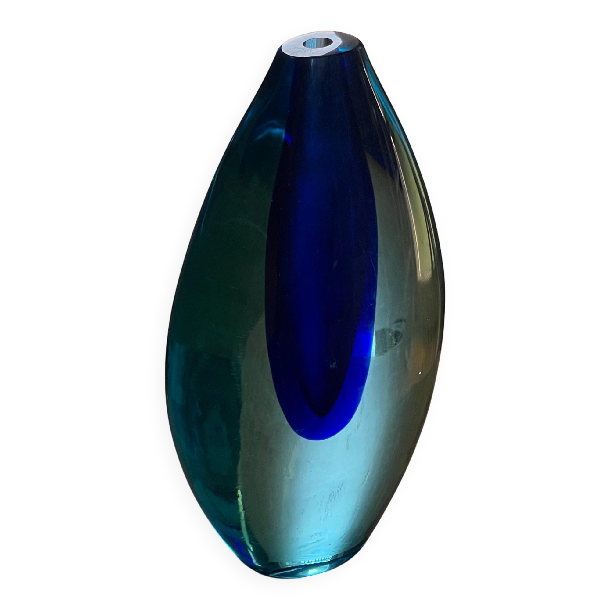 Blue Sommerso Vase by Flavio Poli for Seguso, Murano, Italy, 1960s