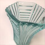 Art deco vase in turquoise blue transparent glass