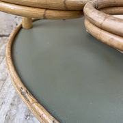 Desserte, table roulante en rotin années 60