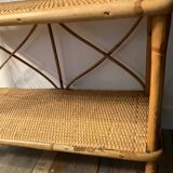 Vintage rattan and wicker shelf 70s